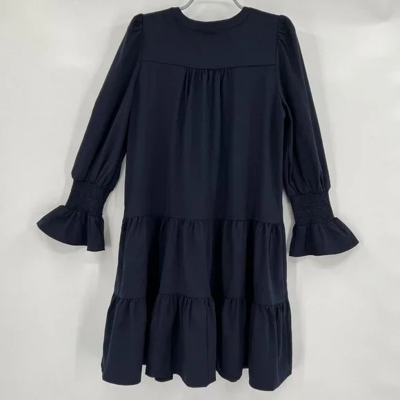 Pomander Place by Tuckernuck Navy Blue Crepe Kenzo Mini Dress sz XS Tiered NWOT - Picture 4 of 5